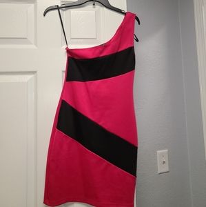 Hot pink and black dress